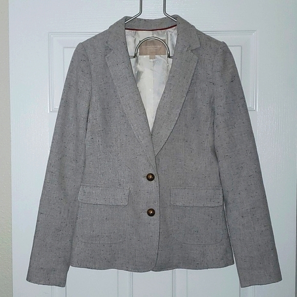Banana Republic Speckled Gray Hac.king Jacket Wool Blend Size 0 - Picture 1 of 16